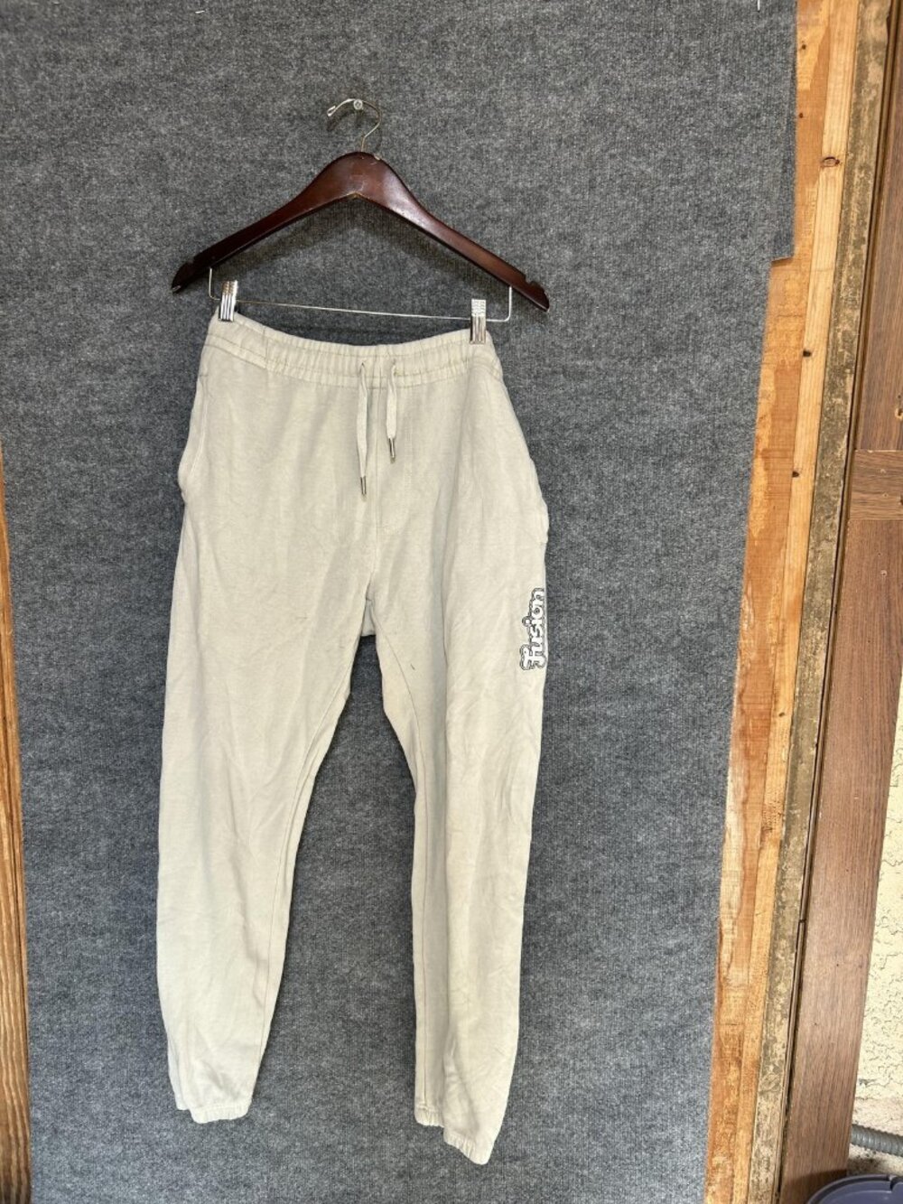 Fusion Pants Mens XS Beige Fleece Sweatpants Joggers Elastic Waist Pockets